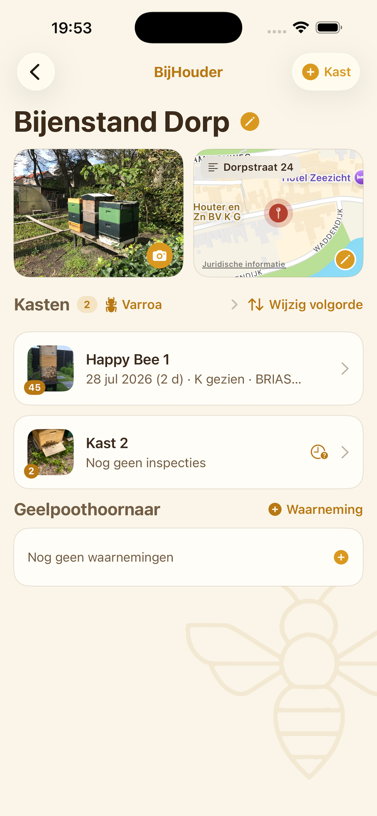 Overzicht op de standplaats
